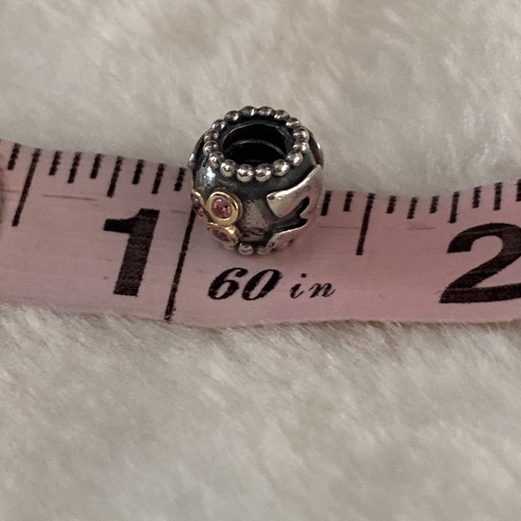 Pandora Mom Charm with 14k Gold and Salmon Zirconia - Picture 7 of 8